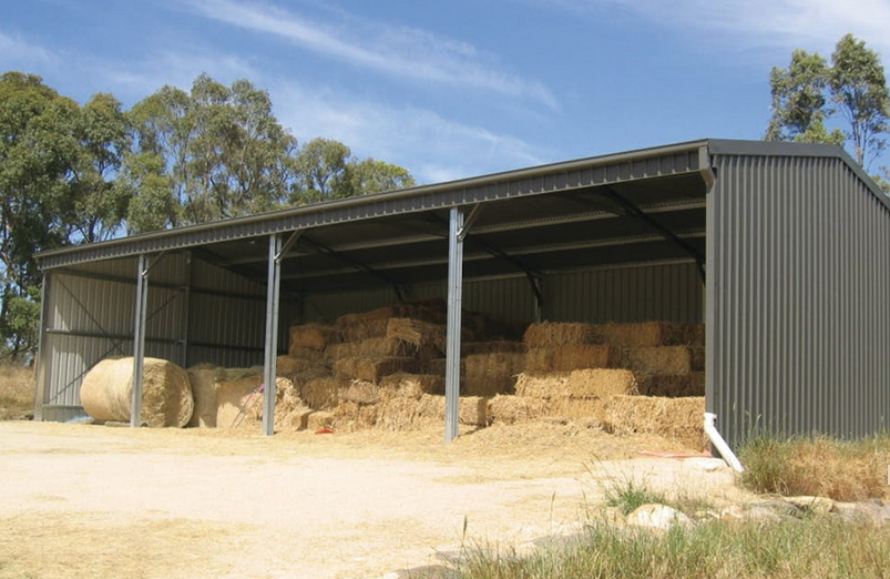 7.5m x 16m x 3.6m open farm shed – heavy duty steel rural machinery shed
