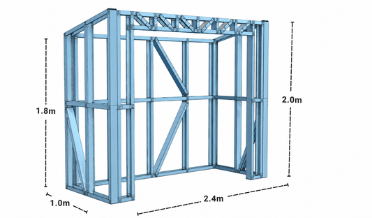 Storage BBQ Kitchen Shed Steel Frame Kit set – 1.0m x 2.4m