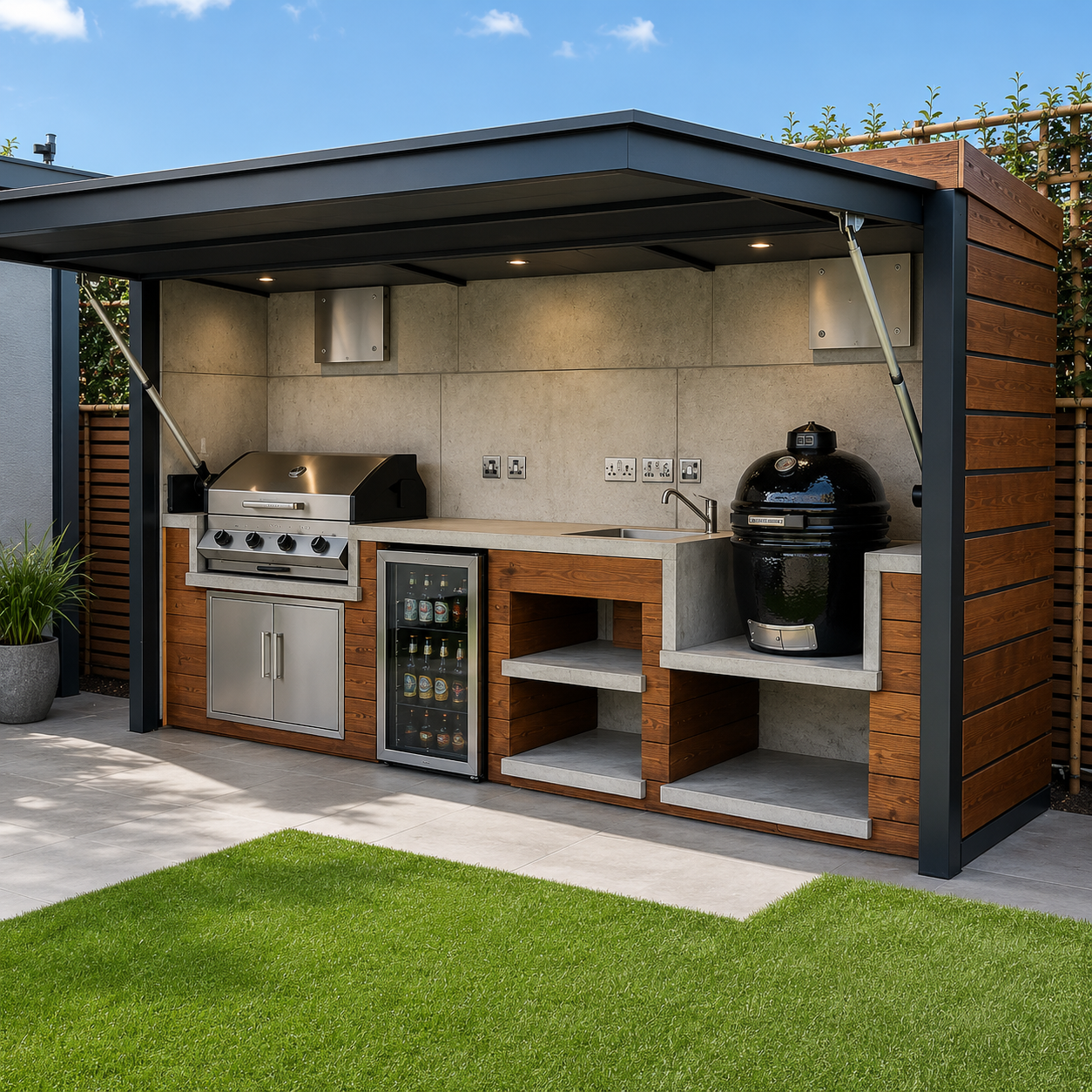 Storage BBQ Kitchen Shed Steel Frame Kit set – 1.0m x 2.4m