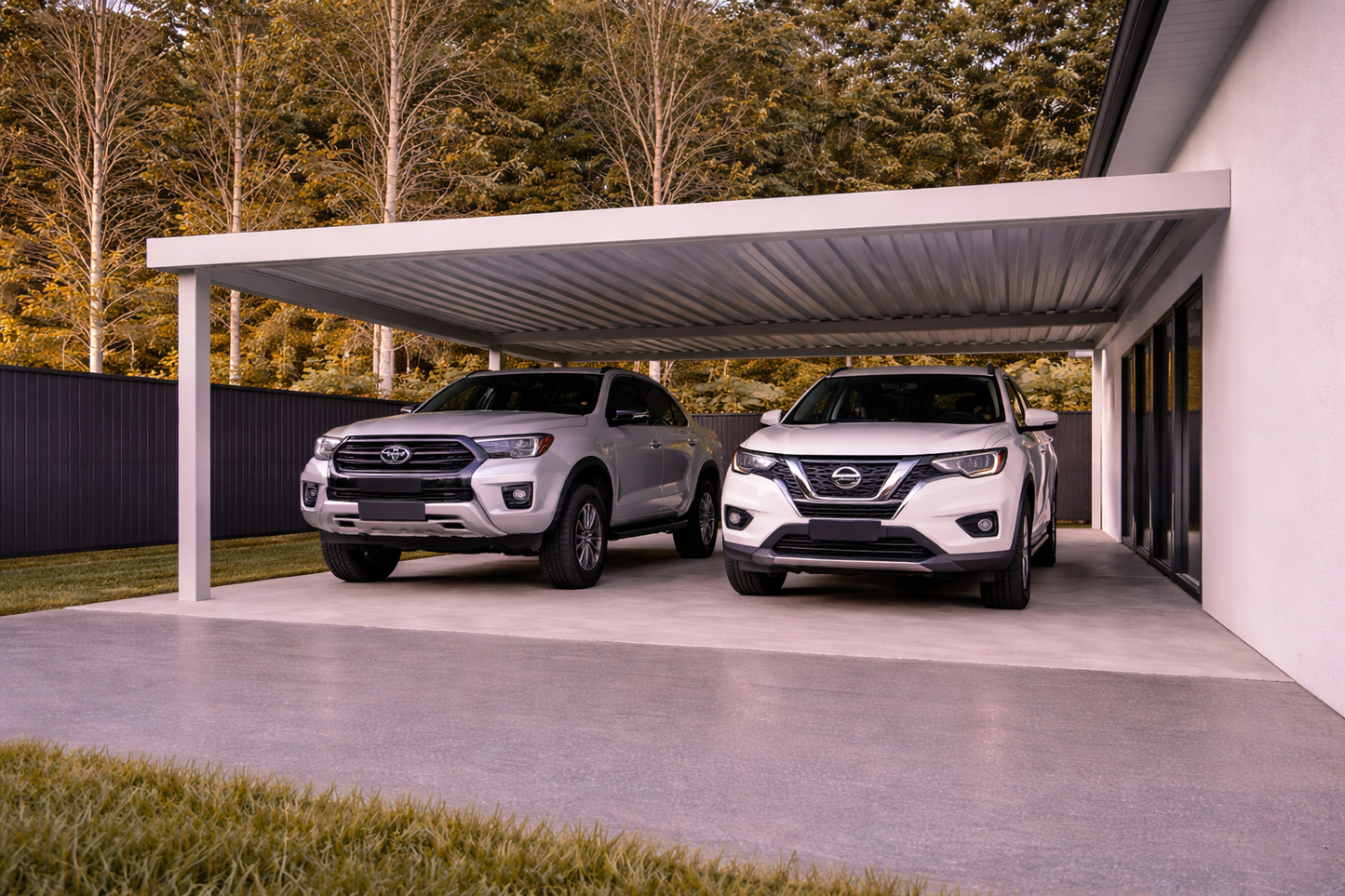 Carport Double Space Extension Kit – Wall Mounted Steel Roof Extension Carport Garage Patio 6x6