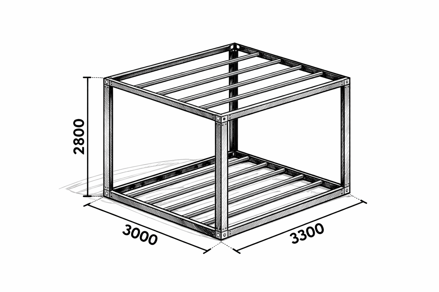 Modular Structural Frame Studio Pod Kit Home 3000x3300