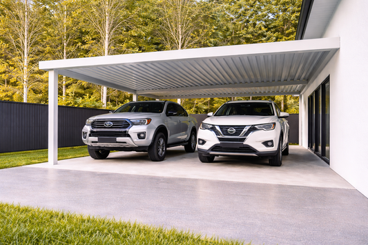 Carport Double Space Extension Kit – Wall Mounted Steel Roof Extension Carport Garage Patio 6x6