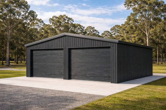 6.0m x 6.0m Double Garage lock up Steel Car Parking Storage with 2 Roller Doors
