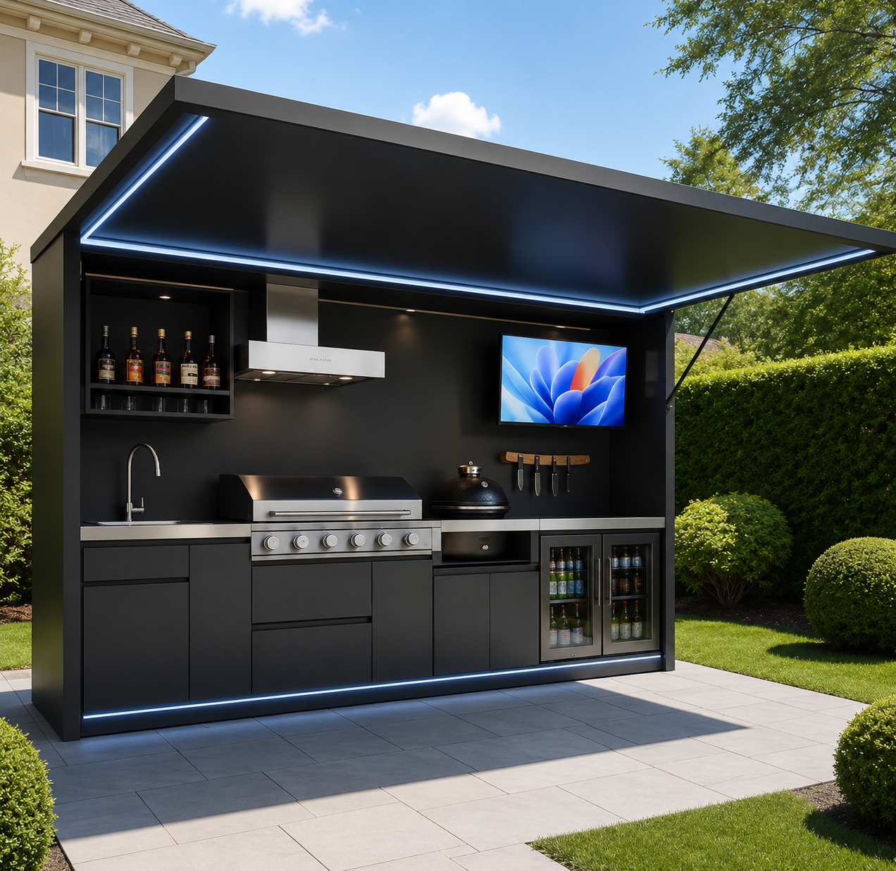 Storage BBQ Kitchen  Shed Steel Frame Kit set – 1.0m x 2.4m