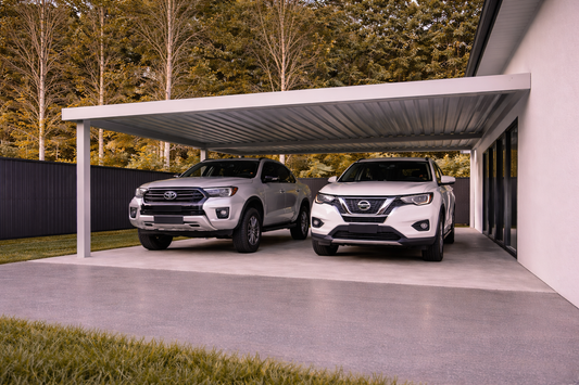 Carport Double Space Extension Kit – Wall Mounted Steel Roof Extension Carport Garage Patio 6x6