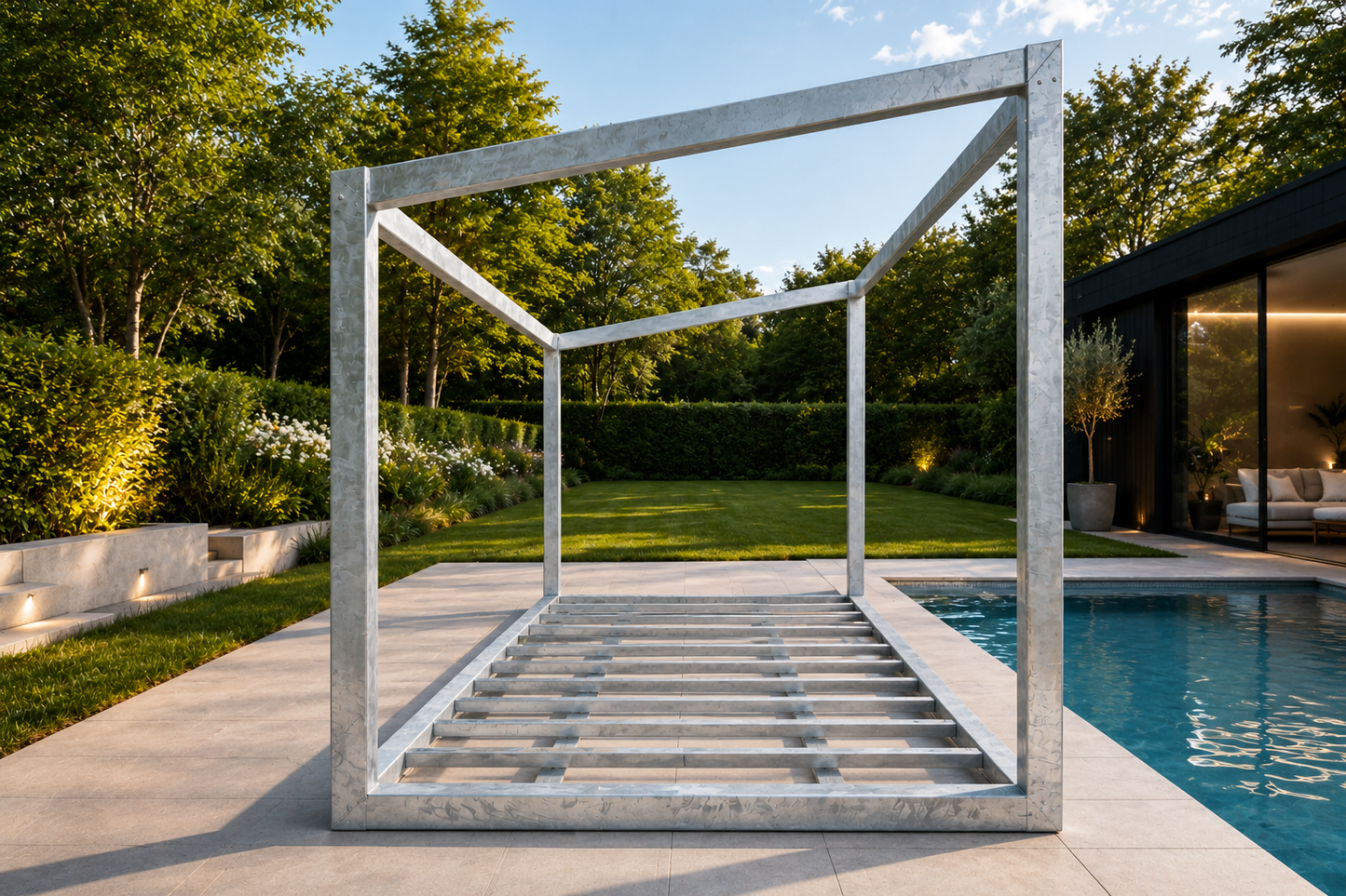 6x3m Skillion Roof Steel Room Cabin Studio Showroom Office Frame Kit – Galvanised Prefabricated Steel Structure | DIY Modular Building Frame
